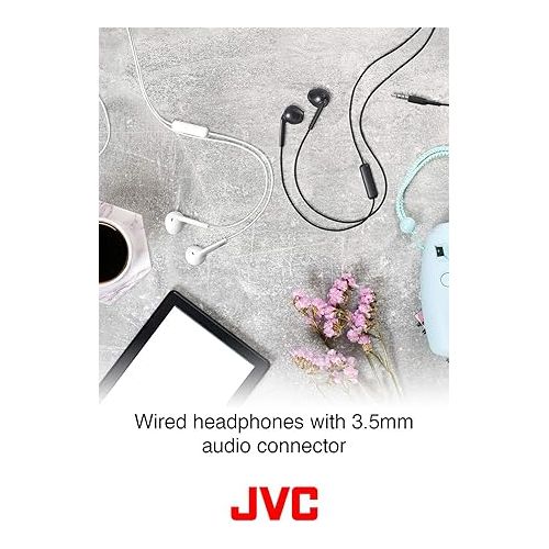  JVC HAF17MB Earbud Headphones with Mic and Remote - Black, Earbuds