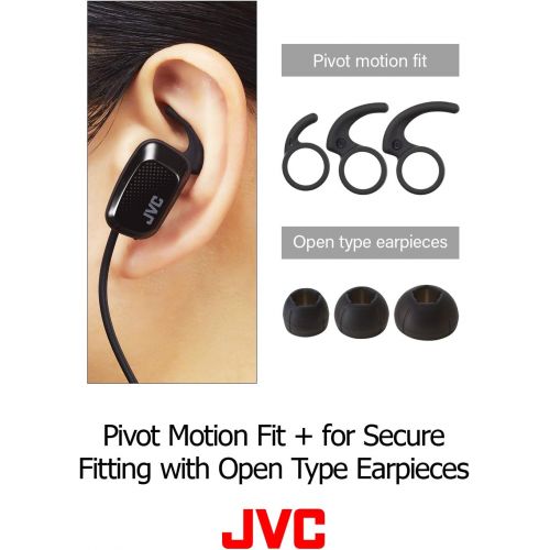  JVC AE Wireless Earbuds, Bluetooth Connectivity, Pivot Motion Fit, Water Resistant IPX5, Runnning Form Coach, Bass Boost Function, Voice Assistant Compatible - HAET65BVB (Black)