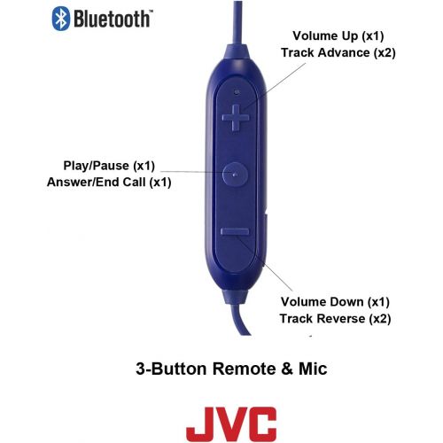  JVC Wireless Sweatproof Gumy Sport Bluetooth Wireless Earbud Nozzle, Blue (HAEN10BTA)