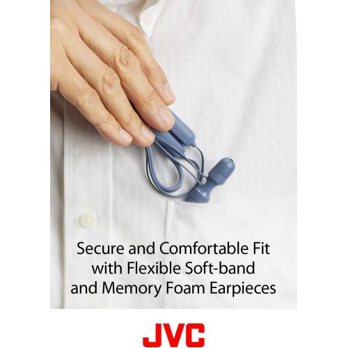  JVC Marshmallow Wireless, Earbud Headphones, Water Resistance(IPX4), 8 Hours Long Battery Life, Secure and Comfort Fit with Flexible Soft Neck Band and Memory Form Earpieces - HAFX