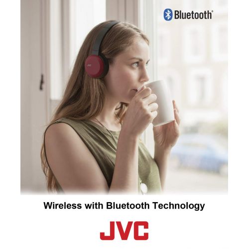  JVC Wireless Lightweight Flat Foldable On Ear Bluetooth Wireless Headband with Mic, Blue (HAS190BTA)