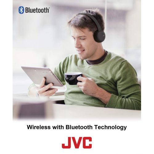  JVC Wireless Lightweight Flat Foldable On Ear Bluetooth Wireless Headband with Mic, Blue (HAS190BTA)