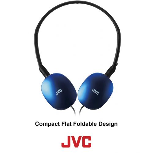  JVC Black Flat and Foldable Colorful Flats On Ear Headphone with 3.94 foot Gold Plated Phone Slim Plug HAS160B