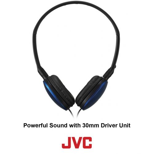  JVC Black Flat and Foldable Colorful Flats On Ear Headphone with 3.94 foot Gold Plated Phone Slim Plug HAS160B