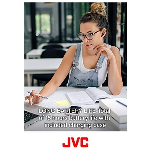  JVC Gumy Truly Wireless Earbuds Headphones, Bluetooth 5.0, Water Resistance(IPX4), Long Battery Life (up to 15 Hours) - HAA7TB (Black)