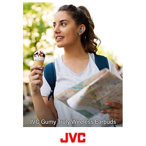  JVC Gumy Truly Wireless Earbuds Headphones, Bluetooth 5.0, Water Resistance(IPX4), Long Battery Life (up to 15 Hours) - HAA7TZ (Mint)