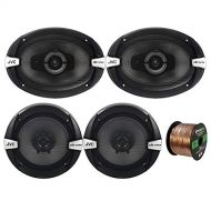 Car Speaker Package Of 2x JVC CS-DR6930 6x9 500 Watt 3Way Vehicle Stereo Coaxial Speakers Bundle Combo With 2x CS-DR620 6.5 300W 2-Way Audio Speakers, Enrock 50 Foot 16 Guage Speak