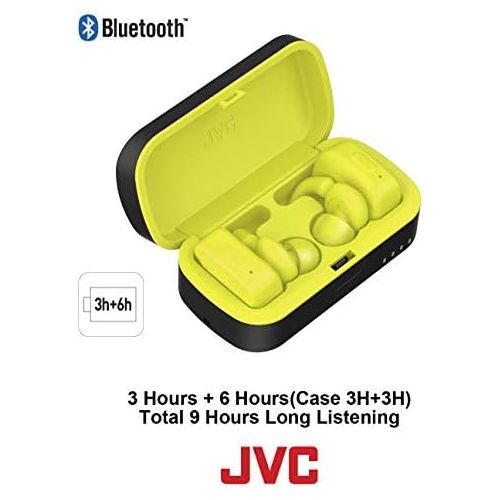  JVC True Wireless Earbuds for Sports & Fitness, Sweat/Water Proof IPX5, Bluetooth Connectivity, Pivot Motion Fit, 3 Point Support Structure, 3+6 Hours Battery Life - HAET90BTY (Yel