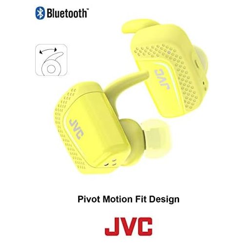  JVC True Wireless Earbuds for Sports & Fitness, Sweat/Water Proof IPX5, Bluetooth Connectivity, Pivot Motion Fit, 3 Point Support Structure, 3+6 Hours Battery Life - HAET90BTY (Yel