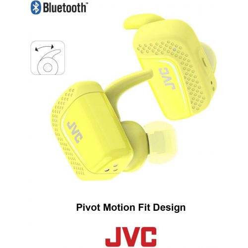  JVC True Wireless Earbuds for Sports & Fitness, Sweat/Water Proof IPX5, Bluetooth Connectivity, Pivot Motion Fit, 3 Point Support Structure, 3+6 Hours Battery Life - HAET90BTY (Yel