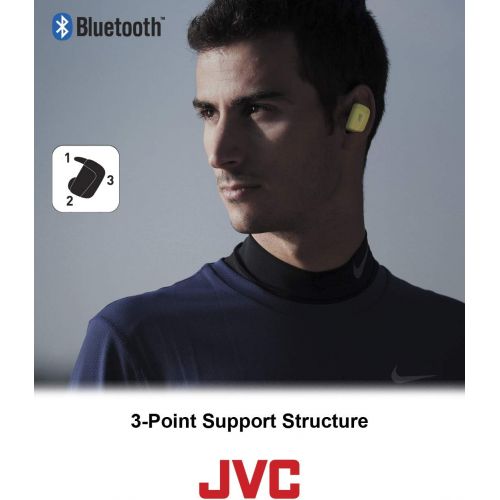  JVC True Wireless Earbuds for Sports & Fitness, Sweat/Water Proof IPX5, Bluetooth Connectivity, Pivot Motion Fit, 3 Point Support Structure, 3+6 Hours Battery Life - HAET90BTY (Yel