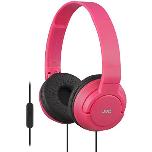  JVC Lightweight Flat Foldable On Ear Colorful Lightweight Foldable Headband with Mic, Red (HASR185R)