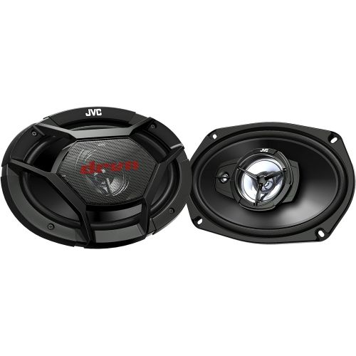  JVC CS-DR6930 3-Way Coaxial Speakers, 500W Max Power, Wide Opening Grill, Carbon Mica Cone, Small Design Tweeter Cover, 6 x 9 Overall Woofer Dimensions, 3-1/8 Mounting Weight