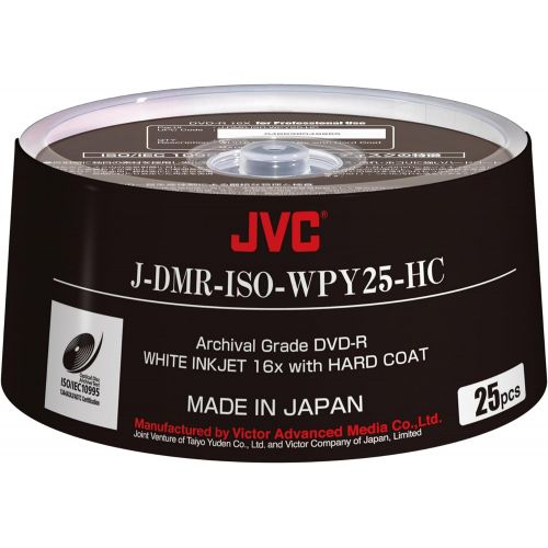  JVC ISO ARCHIVAL Grade DVD-R Made in Japan White Inkjet 16x Hard Coat 25 Pack Part# J-DMR-ISO-WPY25-HC