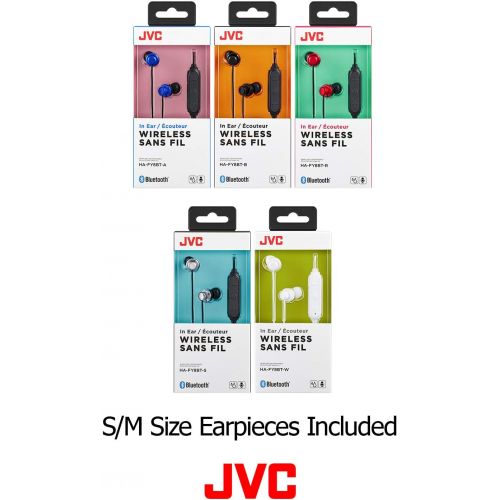  JVC Wireless Earbud Headphones, Sweat Proof, 5 Hours Long Battery Life, Secure and Comfort Fit with 3 Button Remote - HAFY8BTA (Blue)