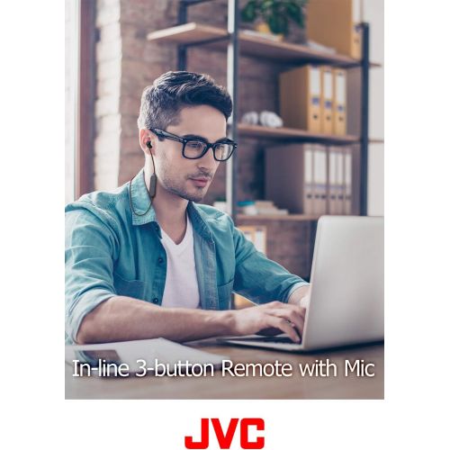  JVC Wireless Earbud Headphones, Sweat Proof, 5 Hours Long Battery Life, Secure and Comfort Fit with 3 Button Remote - HAFY8BTA (Blue)