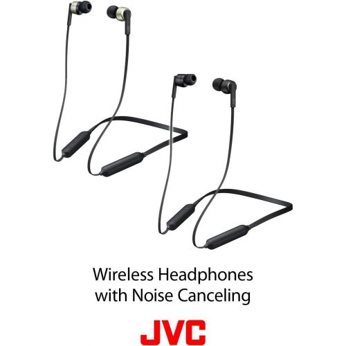  JVC Noise Cancelling Wireless Earbuds, Rain Proof IPX4, Voice Assistant Compatible - HAFX65BNB(Black)