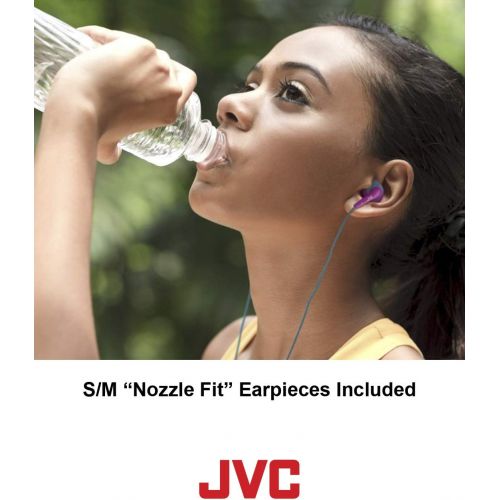  JVC Blue and Black Nozzel Secure Comfort Fit Sweat Proof Gumy Sport Earbuds with long colored cord HA-EN10A