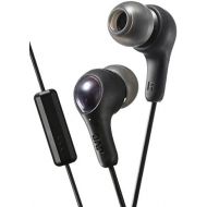 BLACK GUMY In ear earbuds with stay fit ear tips and MIC. Wired 3.3ft colored cord cable with headphone jack. Small, medium, and large ear tip earpieces included. JVC GUMY HAFX7MB