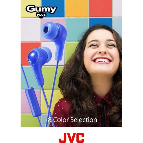  BLACK GUMY In ear earbuds with stay fit ear tips and MIC. Wired 3.3ft colored cord cable with headphone jack. Small, medium, and large ear tip earpieces included. JVC GUMY HAFX7MB