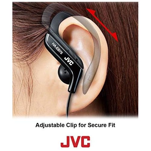  Clip Style Headphone Black Lightweight and Comfortable Ear Clip. Splash Proof Water resistant Powerful Sound with Bass Boost JVC HAEB75B