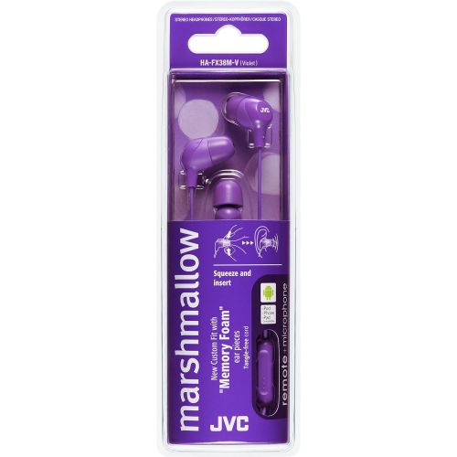  JVC HA-FX38M in-Ear Headphones with 1-Button Remote Control and Microphone - Violet (Violet)