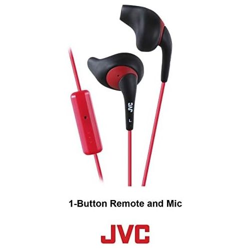  JVC Black and Red Nozzel Secure Comfort Fit Sweat Proof Gumy Sport Earbuds with long colored cord HA-ENR15B