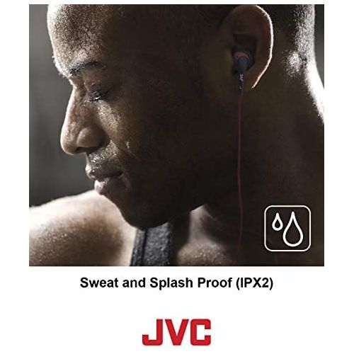  JVC Black and Red Nozzel Secure Comfort Fit Sweat Proof Gumy Sport Earbuds with long colored cord HA-ENR15B