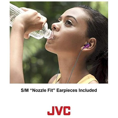  JVC Black and Red Nozzel Secure Comfort Fit Sweat Proof Gumy Sport Earbuds with long colored cord HA-ENR15B