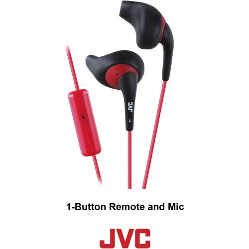  JVC Black and Red Nozzel Secure Comfort Fit Sweat Proof Gumy Sport Earbuds with long colored cord HA-ENR15B