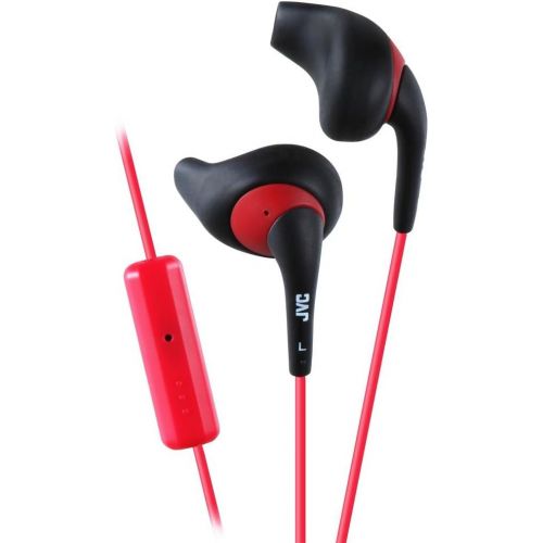  JVC Black and Red Nozzel Secure Comfort Fit Sweat Proof Gumy Sport Earbuds with long colored cord HA-ENR15B