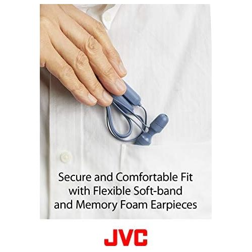  JVC Marshmallow Wireless, Earbud Headphones, Water Resistance(IPX4), 8 Hours Long Battery Life, Secure and Comfort Fit with Flexible Soft Neck Band and Memory Form Earpieces - HAFX