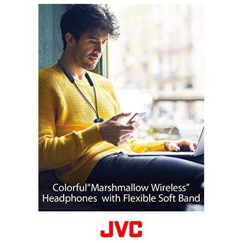  JVC Marshmallow Wireless, Earbud Headphones, Water Resistance(IPX4), 8 Hours Long Battery Life, Secure and Comfort Fit with Flexible Soft Neck Band and Memory Form Earpieces - HAFX