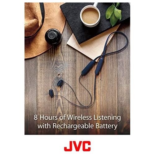  JVC Marshmallow Wireless, Earbud Headphones, Water Resistance(IPX4), 8 Hours Long Battery Life, Secure and Comfort Fit with Flexible Soft Neck Band and Memory Form Earpieces - HAFX