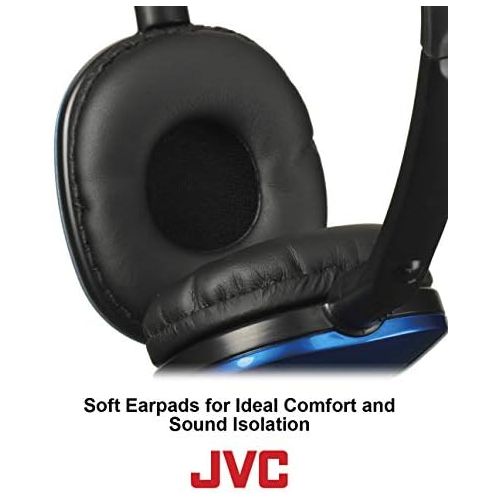  JVC Blue Flat and Foldable Colorful Flats On Ear Headphone with 3.94 foot Gold Plated Phone Slim Plug HAS160A