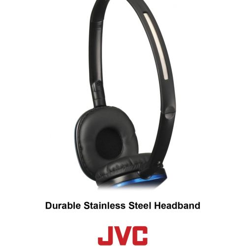  JVC Blue Flat and Foldable Colorful Flats On Ear Headphone with 3.94 foot Gold Plated Phone Slim Plug HAS160A