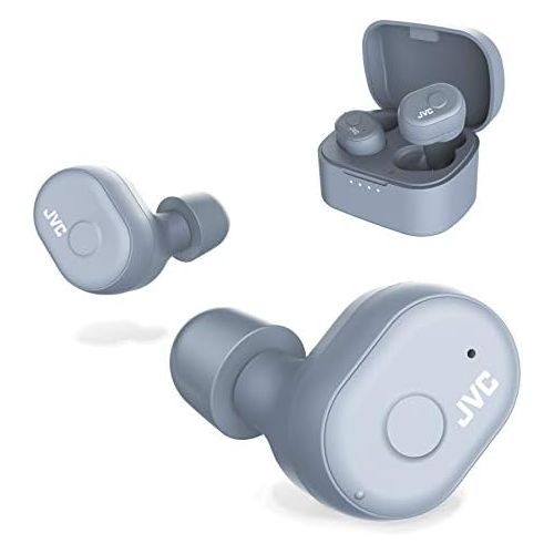  JVC Truly Wireless Earbuds Headphones, Bluetooth 5.0, Water Resistance(Ipx5), Long Battery Life (4+10 Hours), Secure and Comfort Fit with Memory Foam Earpieces - HAA10TH (Misty Gra