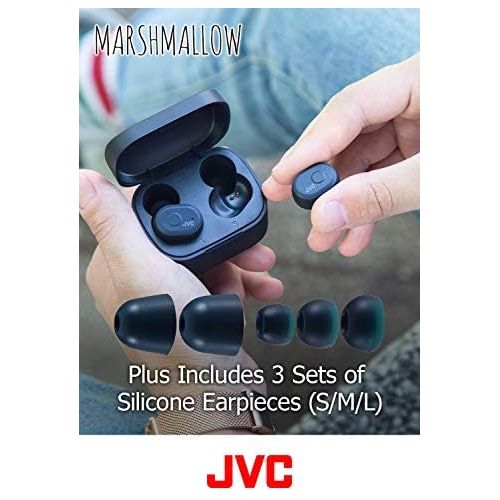  JVC Truly Wireless Earbuds Headphones, Bluetooth 5.0, Water Resistance(Ipx5), Long Battery Life (4+10 Hours), Secure and Comfort Fit with Memory Foam Earpieces - HAA10TH (Misty Gra