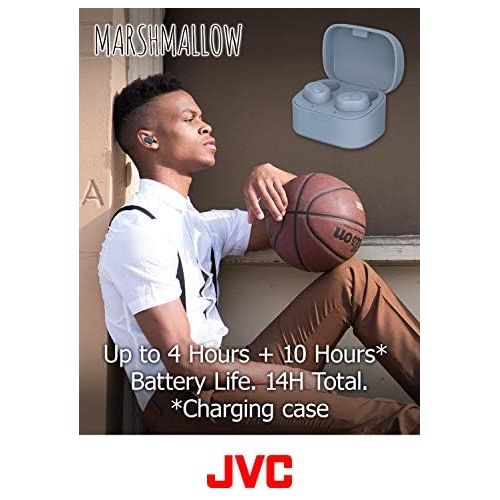  JVC Truly Wireless Earbuds Headphones, Bluetooth 5.0, Water Resistance(Ipx5), Long Battery Life (4+10 Hours), Secure and Comfort Fit with Memory Foam Earpieces - HAA10TH (Misty Gra