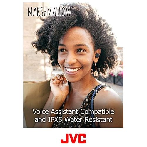  JVC Truly Wireless Earbuds Headphones, Bluetooth 5.0, Water Resistance(Ipx5), Long Battery Life (4+10 Hours), Secure and Comfort Fit with Memory Foam Earpieces - HAA10TH (Misty Gra