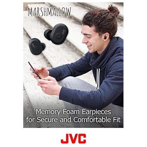  JVC Truly Wireless Earbuds Headphones, Bluetooth 5.0, Water Resistance(Ipx5), Long Battery Life (4+10 Hours), Secure and Comfort Fit with Memory Foam Earpieces - HAA10TH (Misty Gra