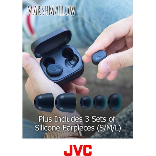  JVC Truly Wireless Earbuds Headphones, Bluetooth 5.0, Water Resistance(Ipx5), Long Battery Life (4+10 Hours), Secure and Comfort Fit with Memory Foam Earpieces - HAA10TH (Misty Gra