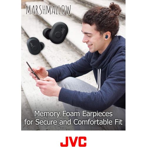  JVC Truly Wireless Earbuds Headphones, Bluetooth 5.0, Water Resistance(Ipx5), Long Battery Life (4+10 Hours), Secure and Comfort Fit with Memory Foam Earpieces - HAA10TH (Misty Gra