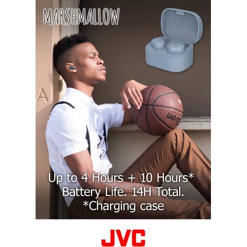  JVC Truly Wireless Earbuds Headphones, Bluetooth 5.0, Water Resistance(Ipx5), Long Battery Life (4+10 Hours), Secure and Comfort Fit with Memory Foam Earpieces - HAA10TH (Misty Gra