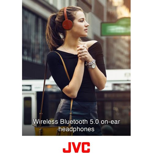  JVC HA-S23W Wireless Headphones - On Ear Bluetooth Headphones, Foldable Flat Design, 17-Hour Long Battery Life (Black)