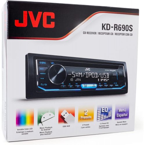  JVC KD-R690S CD Receiver - Front USB/AUX Input / Pandora / SiriusXM Ready / Variable Illumination