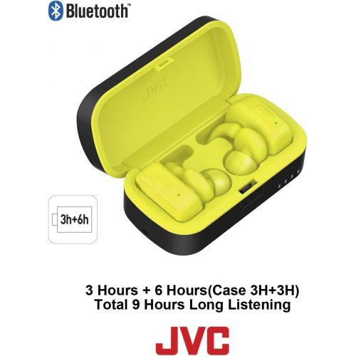  Wireless Earbuds with Stay and Secure fit Design, Sweat Proof and Washable True Wireless, Sport Bluetooth Charging Case. iPhone and Android Smart Phone use. JVC HA-ET90BTB