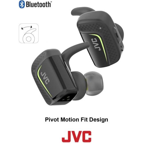  Wireless Earbuds with Stay and Secure fit Design, Sweat Proof and Washable True Wireless, Sport Bluetooth Charging Case. iPhone and Android Smart Phone use. JVC HA-ET90BTB