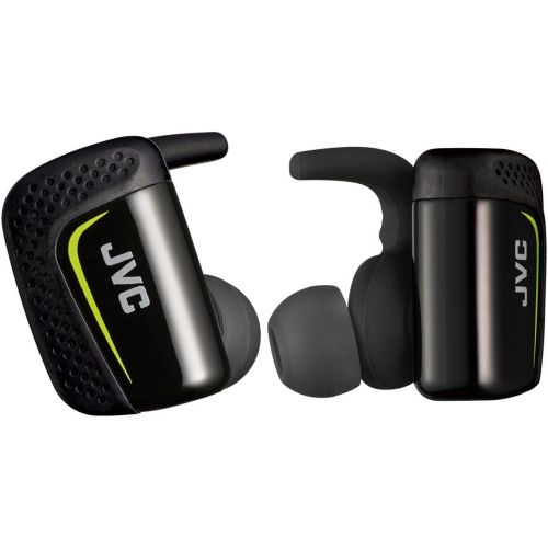  Wireless Earbuds with Stay and Secure fit Design, Sweat Proof and Washable True Wireless, Sport Bluetooth Charging Case. iPhone and Android Smart Phone use. JVC HA-ET90BTB