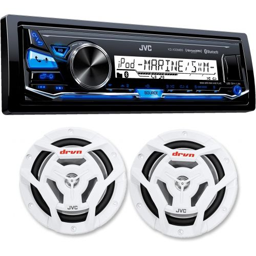  JVC KD-X33MBS Mechless Bluetooth Marine Radio and a pair of CS-DR6201MW 6.5 White Marine Coaxial Speakers